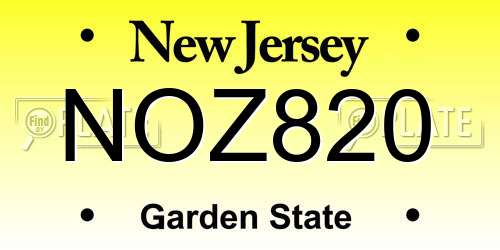 NOZ820 New Jersey License Plate