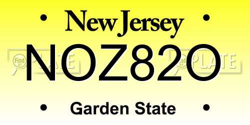 NOZ82O New Jersey License Plate