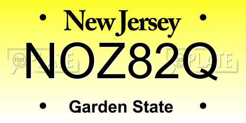 NOZ82Q New Jersey License Plate
