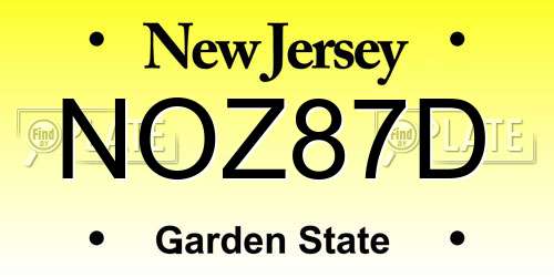 NOZ87D New Jersey License Plate