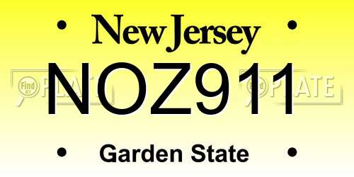 NOZ911 New Jersey License Plate