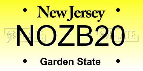 NOZB20 New Jersey License Plate