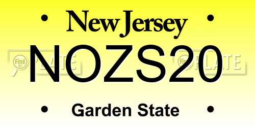 NOZS20 New Jersey License Plate