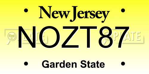 NOZT87 New Jersey License Plate