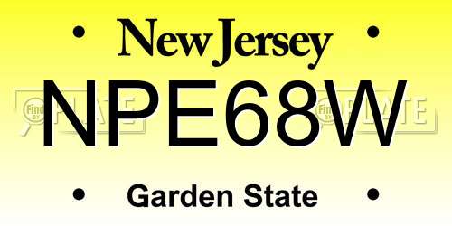 NPE68W New Jersey License Plate