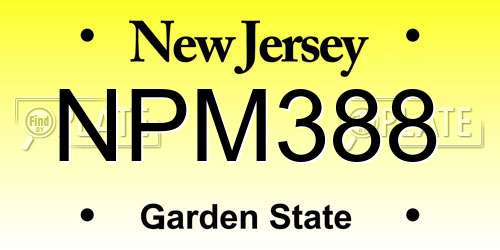 NPM388 New Jersey License Plate