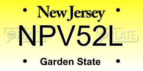 NPV52L New Jersey License Plate