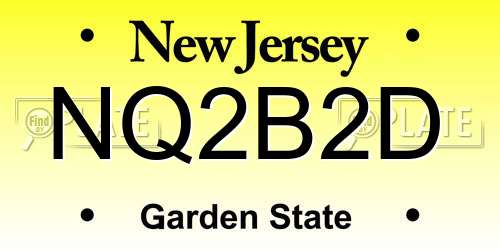 NQ2B2D New Jersey License Plate