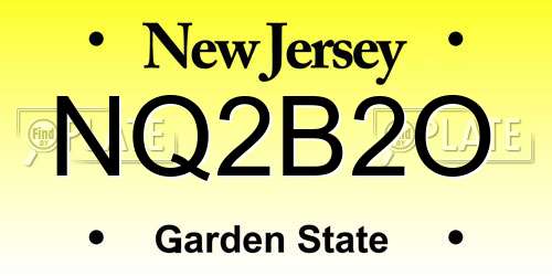 NQ2B2O New Jersey License Plate