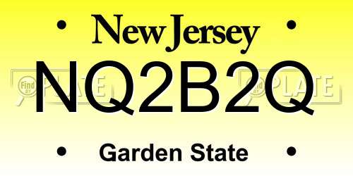 NQ2B2Q New Jersey License Plate
