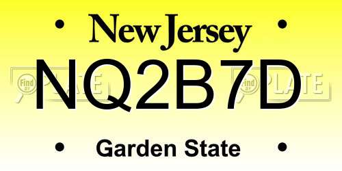 NQ2B7D New Jersey License Plate