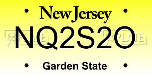 NQ2S2O New Jersey License Plate