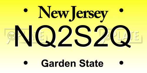 NQ2S2Q New Jersey License Plate