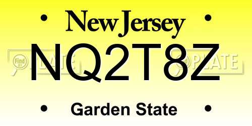NQ2T8Z New Jersey License Plate
