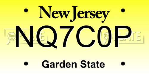 NQ7C0P New Jersey License Plate