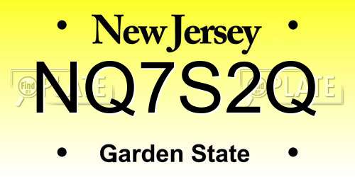 NQ7S2Q New Jersey License Plate