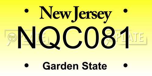NQC081 New Jersey License Plate