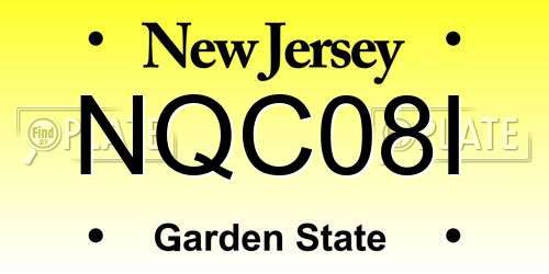NQC08I New Jersey License Plate