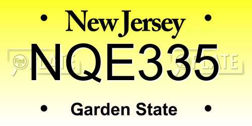 NQE335 New Jersey License Plate