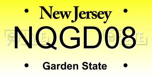 NQGD08 New Jersey License Plate