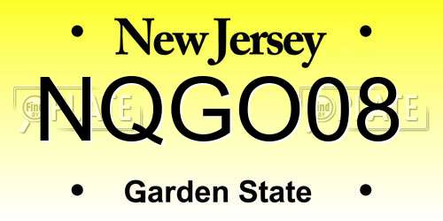 NQGO08 New Jersey License Plate