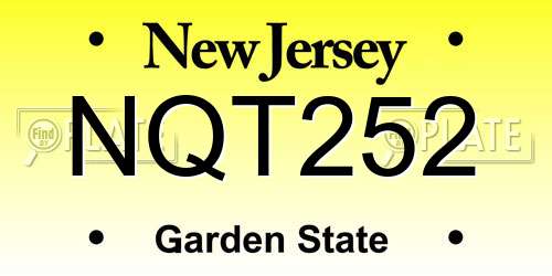 NQT252 New Jersey License Plate