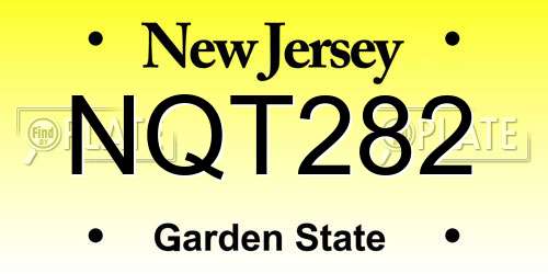 NQT282 New Jersey License Plate