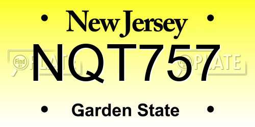 NQT757 New Jersey License Plate