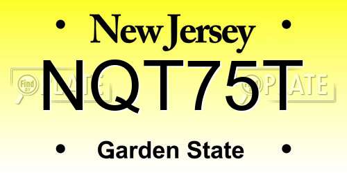 NQT75T New Jersey License Plate