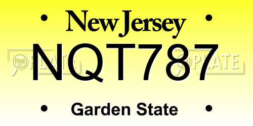 NQT787 New Jersey License Plate
