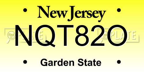 NQT82O New Jersey License Plate