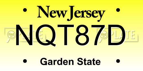 NQT87D New Jersey License Plate