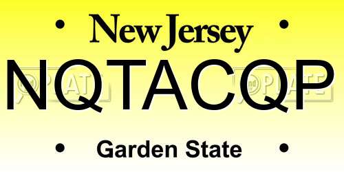NQTACQP New Jersey License Plate