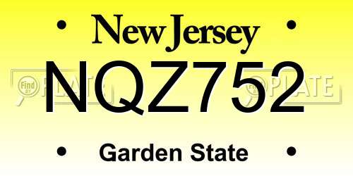 NQZ752 New Jersey License Plate
