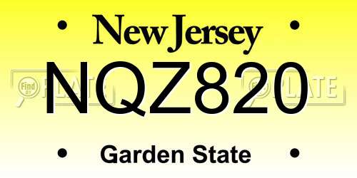 NQZ820 New Jersey License Plate