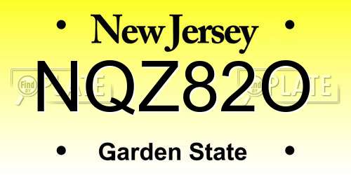NQZ82O New Jersey License Plate