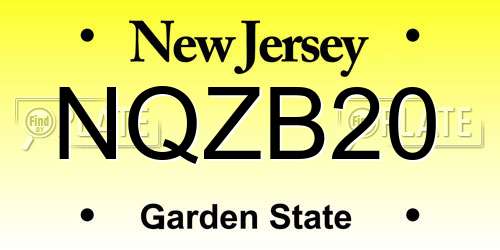 NQZB20 New Jersey License Plate