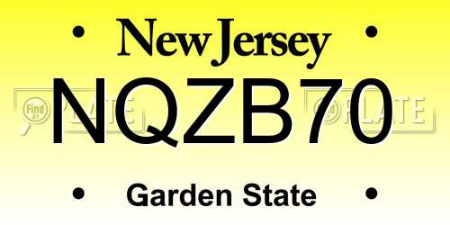 NQZB70 New Jersey License Plate