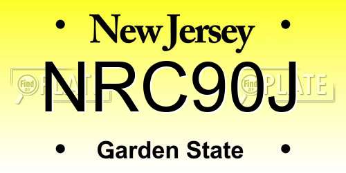 NRC90J New Jersey License Plate