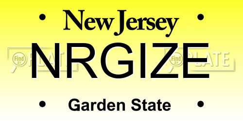 NRGIZE New Jersey License Plate