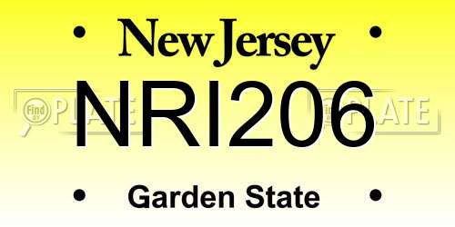 NRI206 New Jersey License Plate