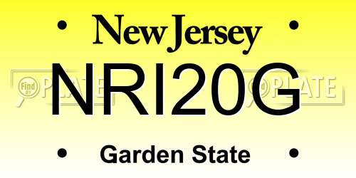 NRI20G New Jersey License Plate