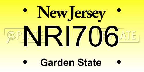NRI706 New Jersey License Plate