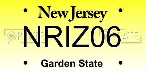NRIZ06 New Jersey License Plate