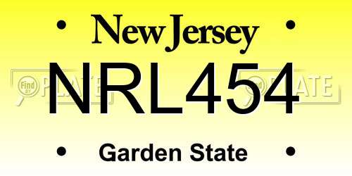 NRL454 New Jersey License Plate