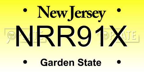 NRR91X New Jersey License Plate