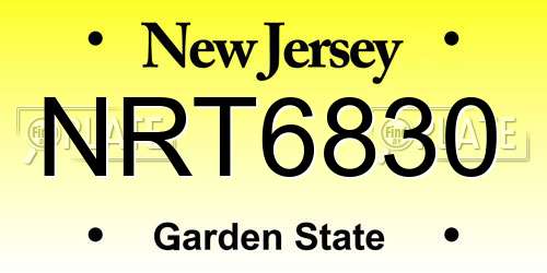 NRT6830 New Jersey License Plate
