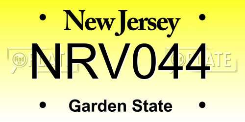 NRV044 New Jersey License Plate
