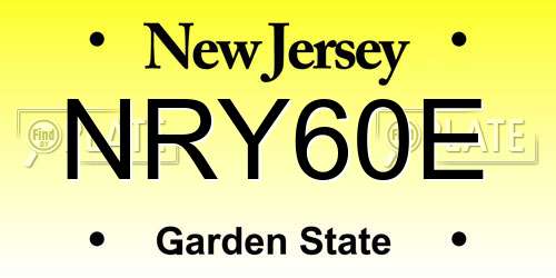 NRY60E New Jersey License Plate