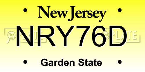 NRY76D New Jersey License Plate